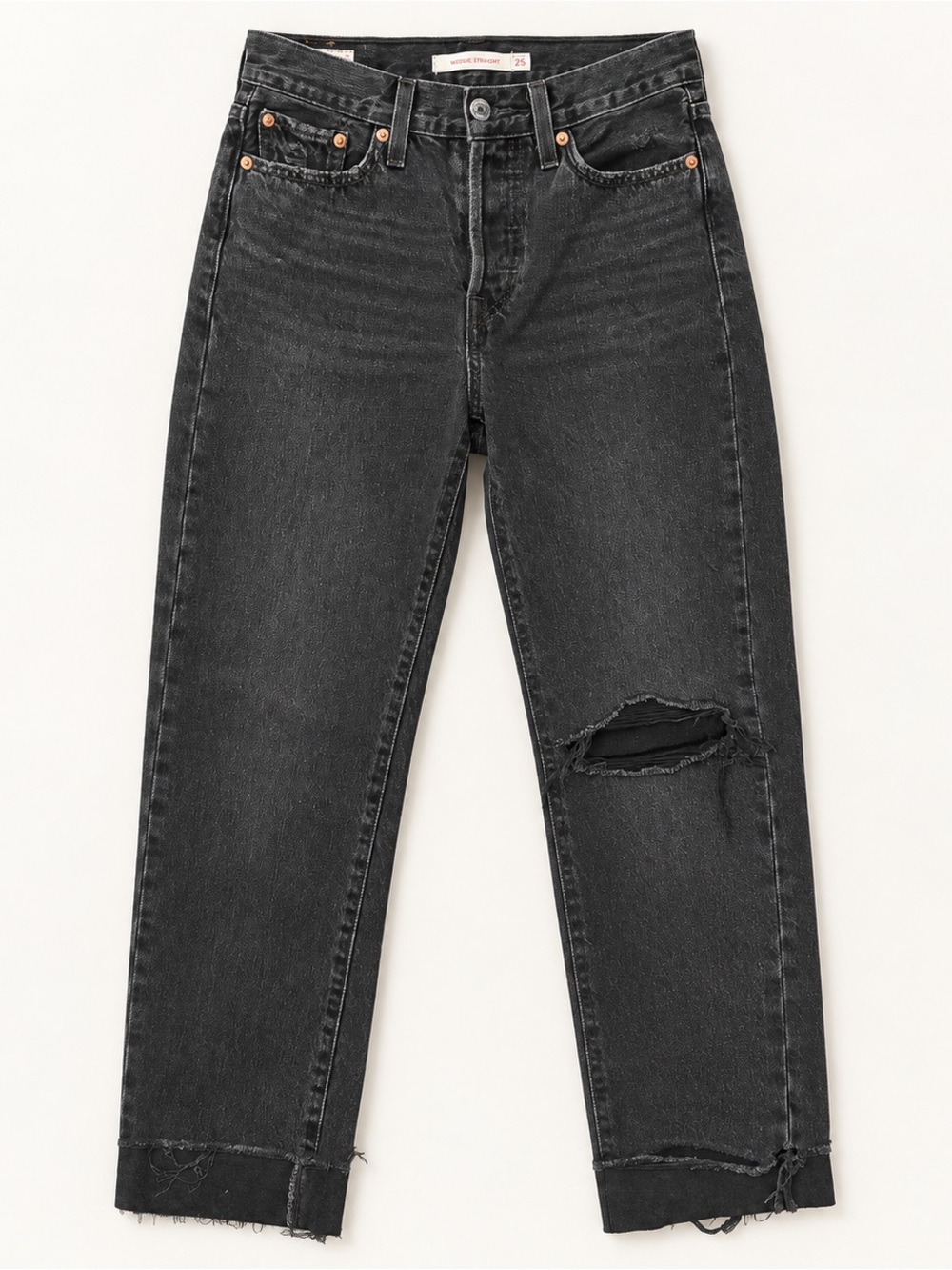 Levi's Black Distressed Straight-Leg Jeans